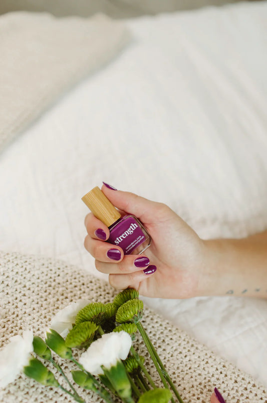 “Strength” Non-toxic Nail Polish with an Inspirational reminder® - violet purple