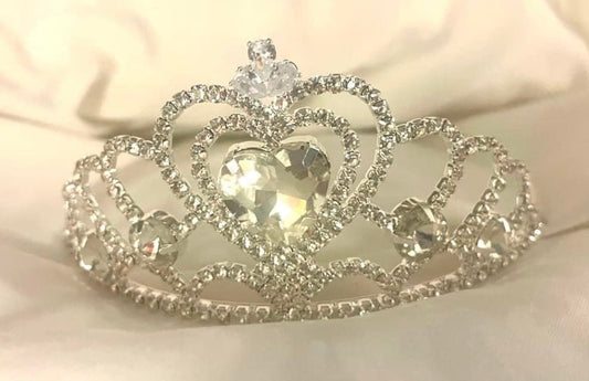 Rhinestone Tiara with Heart and Hair Combs