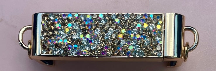 Rhinestone Cell Phone Clip with Adjustable Gold Crossbody Chain
