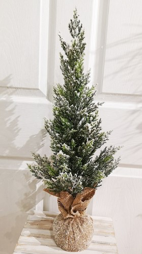 Medium Snowy Pine Tree Burlap 9 x 24
