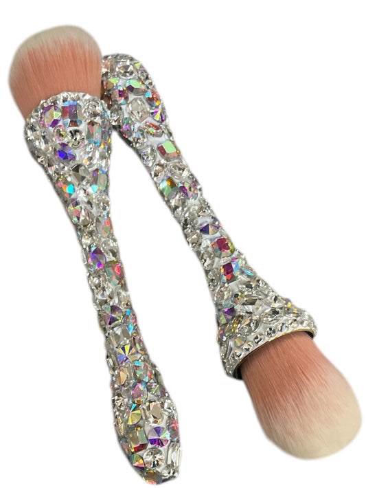 Bling Bling!! Large Silver AB Iridescent Crystal Multi Rhinestones Makeup Brush