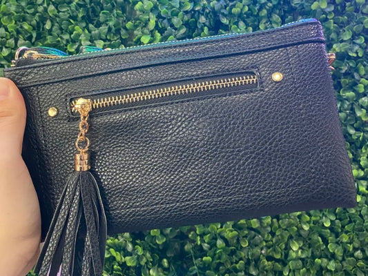 Handbag - Crossbody Clutch with Tassel and Multiple Pockets - available in multiple colors