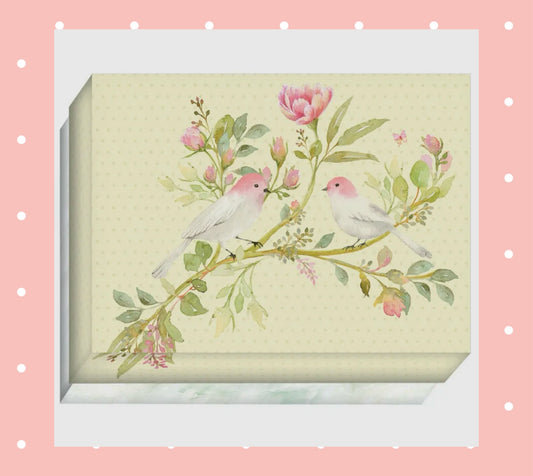 Pink Peony and Pretty Birds - Boxed Note Cards -15 Cards