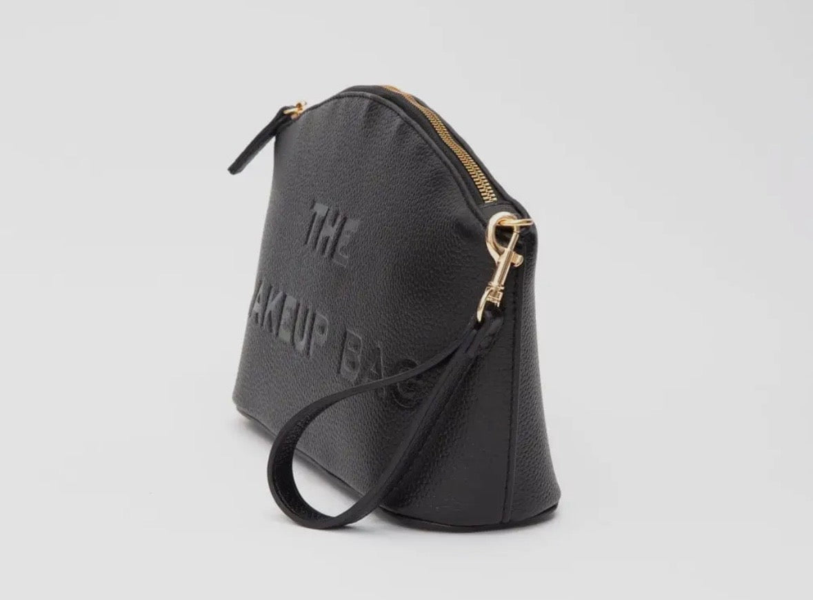 THE MAKEUP BAG - textured faux leather wristlet bag