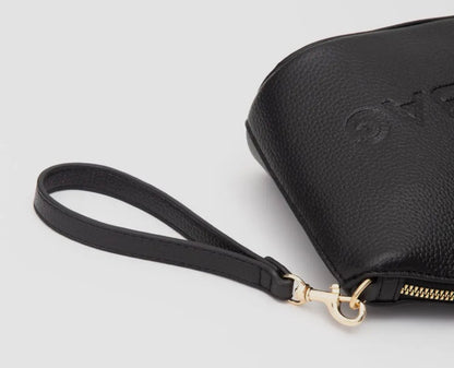 THE MAKEUP BAG - textured faux leather wristlet bag