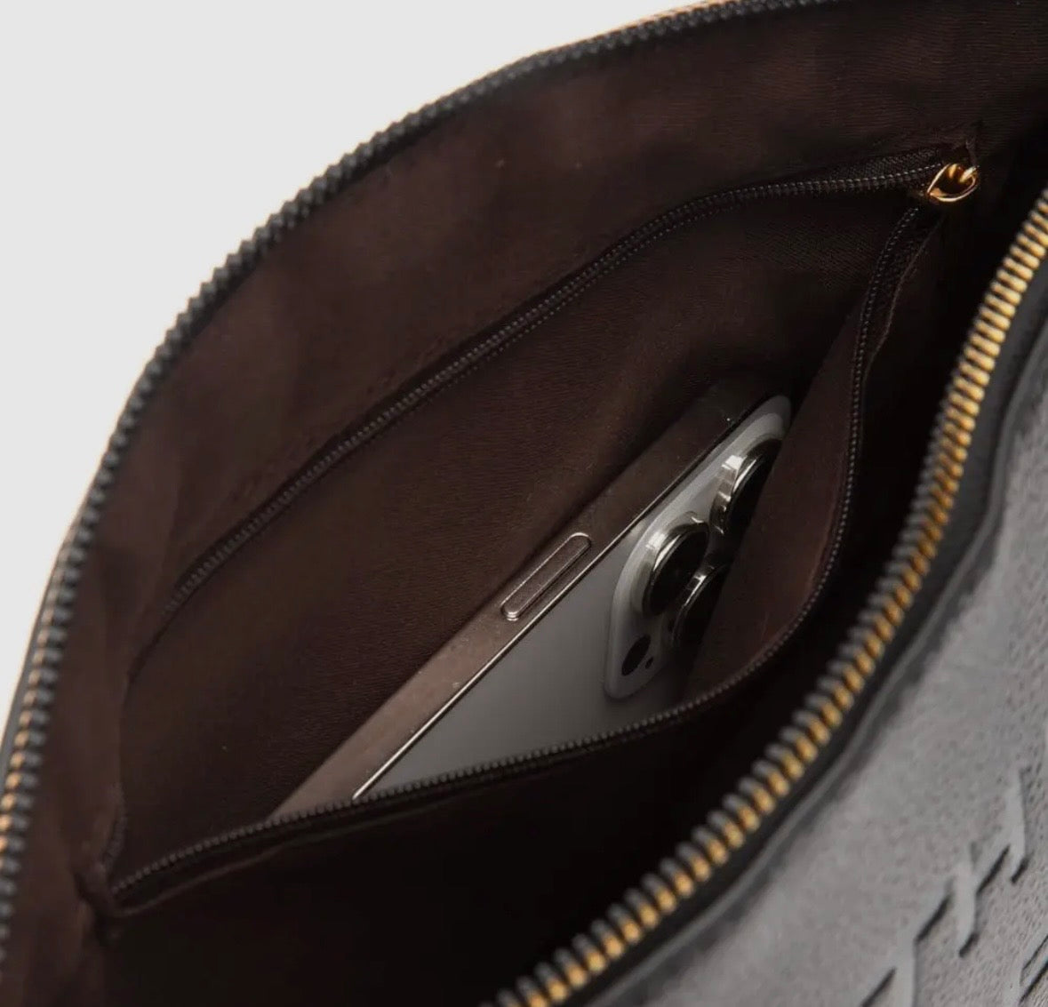 THE MAKEUP BAG - textured faux leather wristlet bag