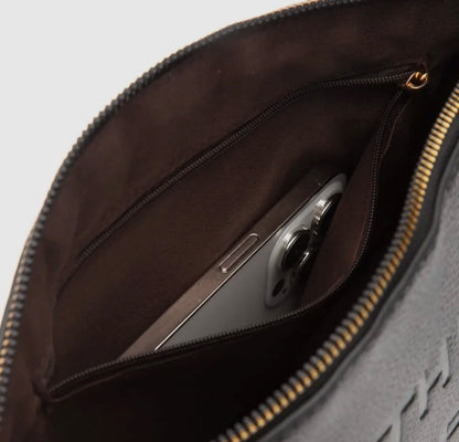 THE MAKEUP BAG - textured faux leather wristlet bag