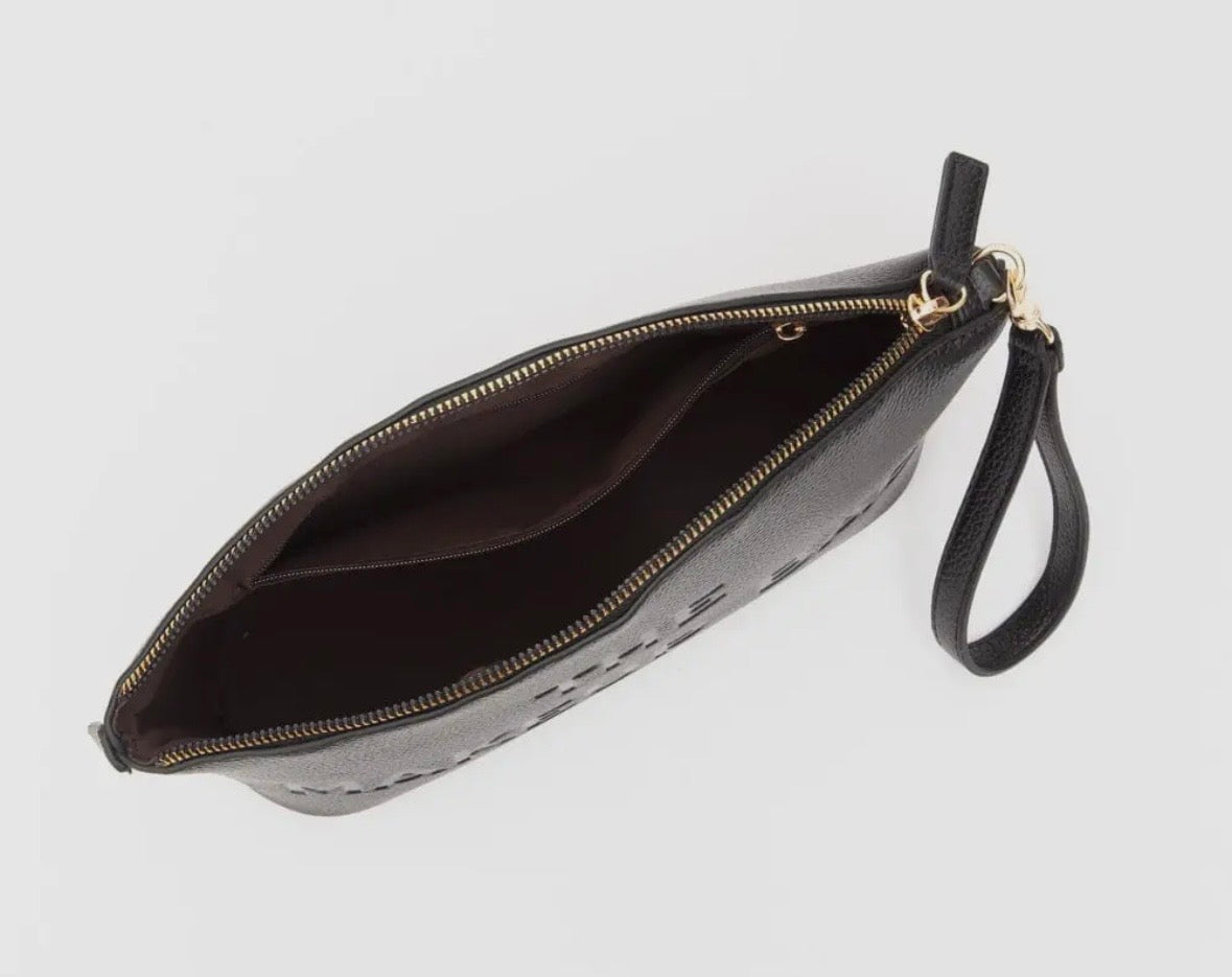 THE MAKEUP BAG - textured faux leather wristlet bag
