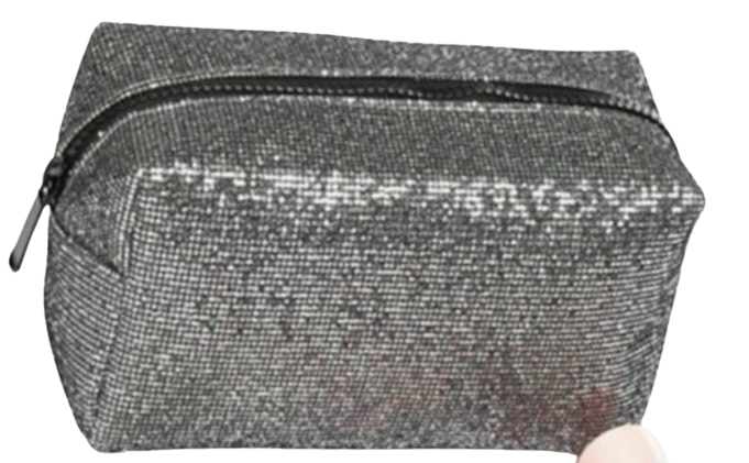 Gunmetal Silver Sequin Cosmetic Bag