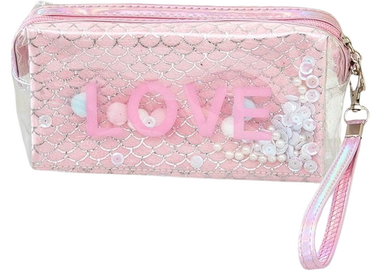 LOVE Mermaid Scale Cosmetic Bag