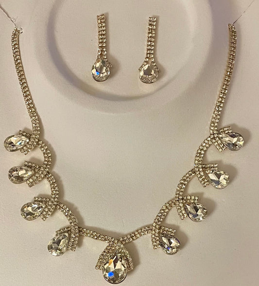 Rhinestone Necklace & Earring Set