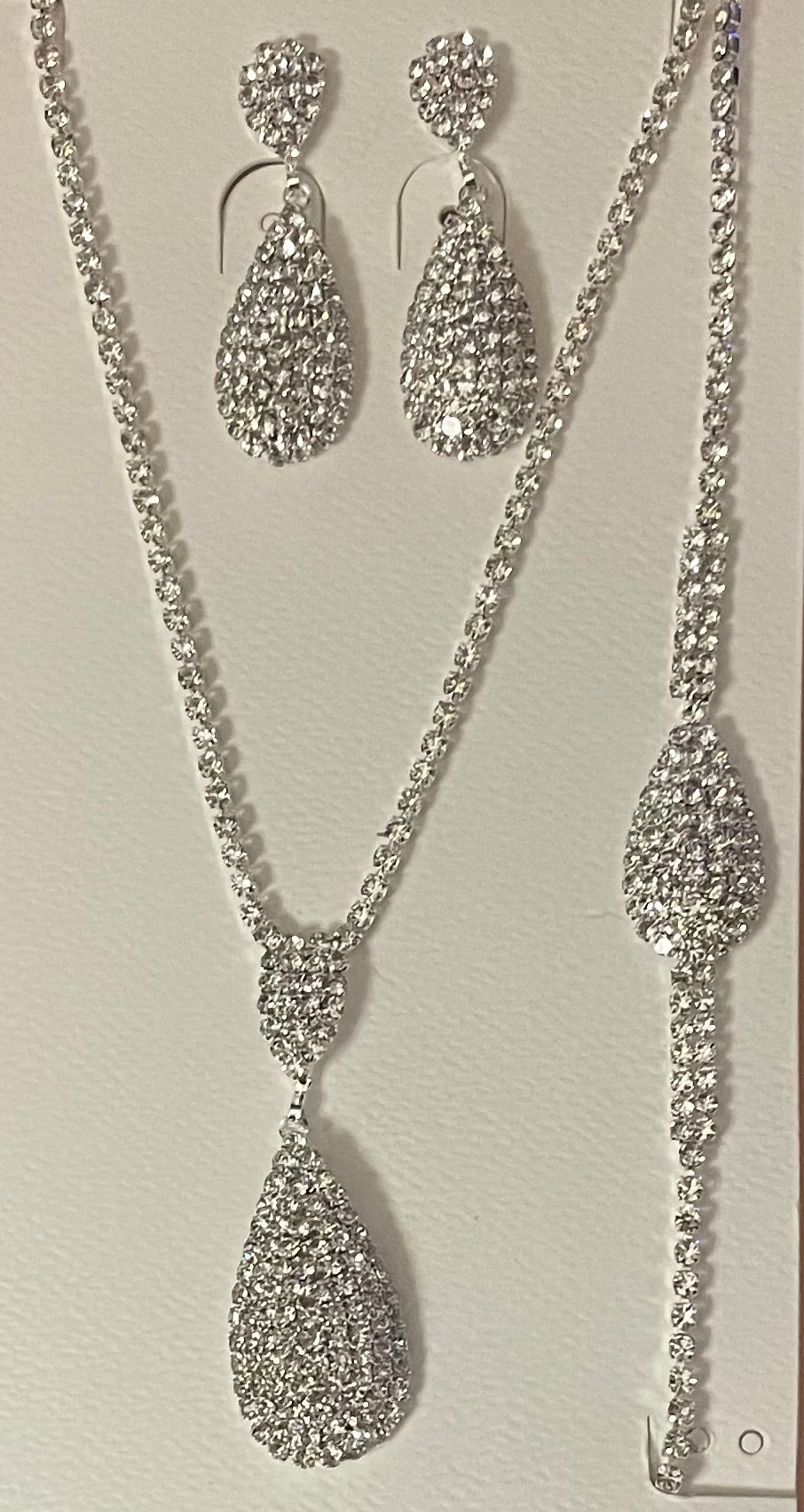 Rhinestone (3 piece) Necklace, Earring & Bracelet Set