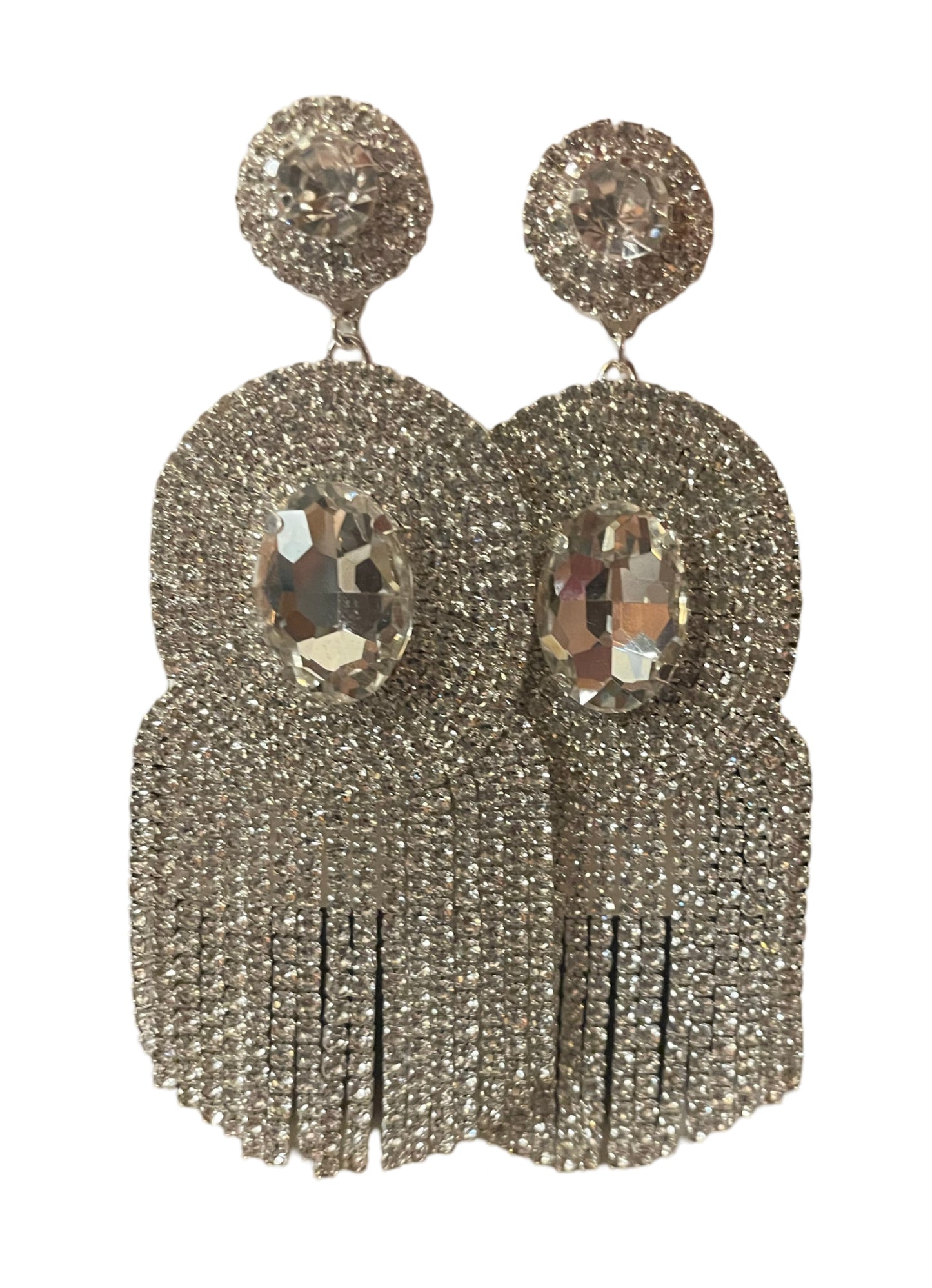 Rhinestone Fringe Dangle Earrings