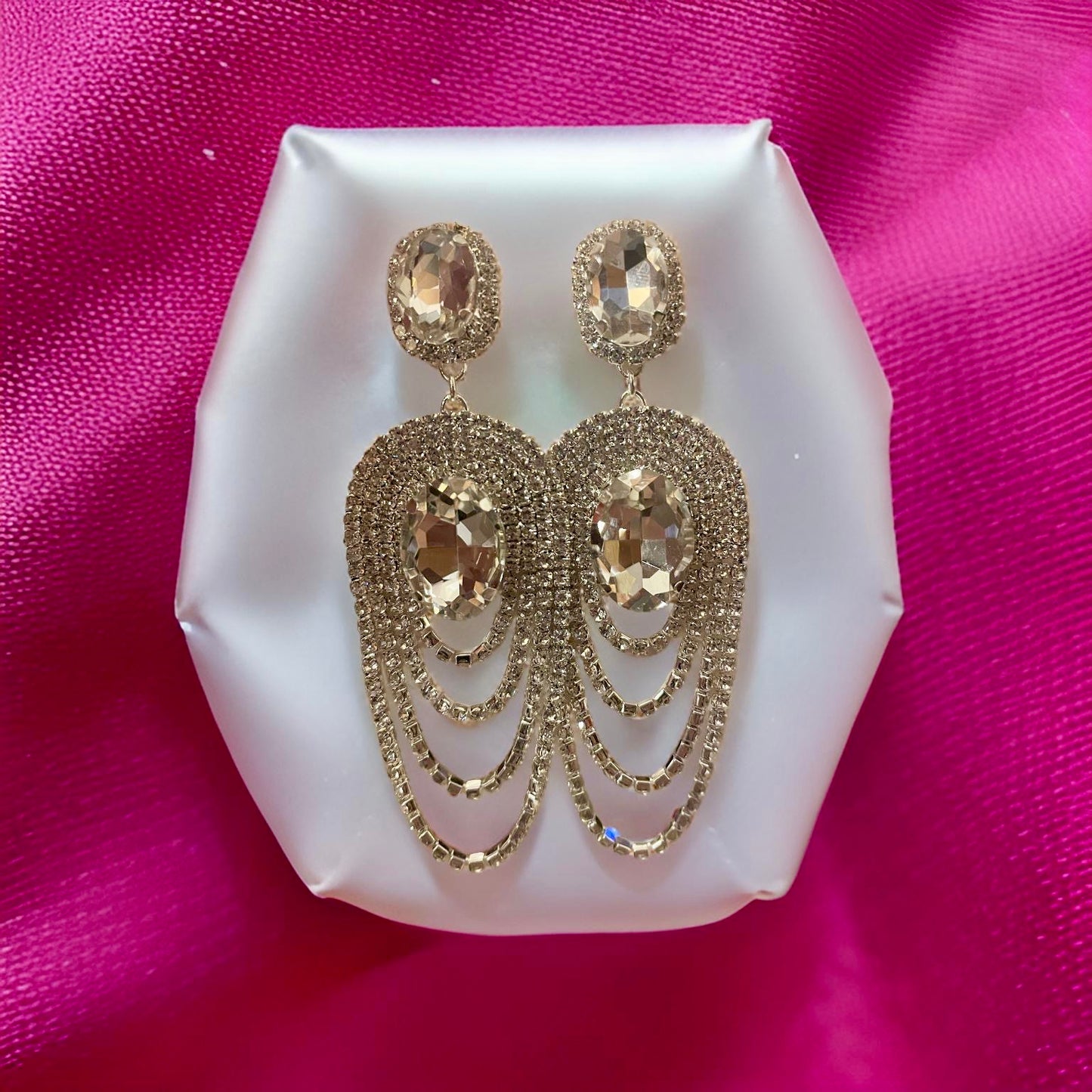 Layered Rhinestone Dangle Earrings