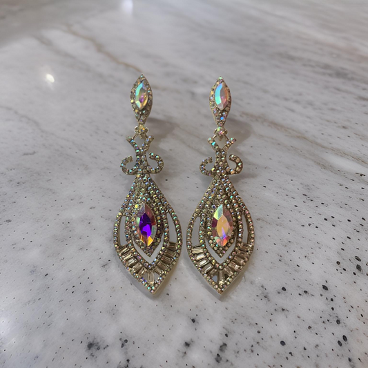 Iridescent Rhinestone Earrings