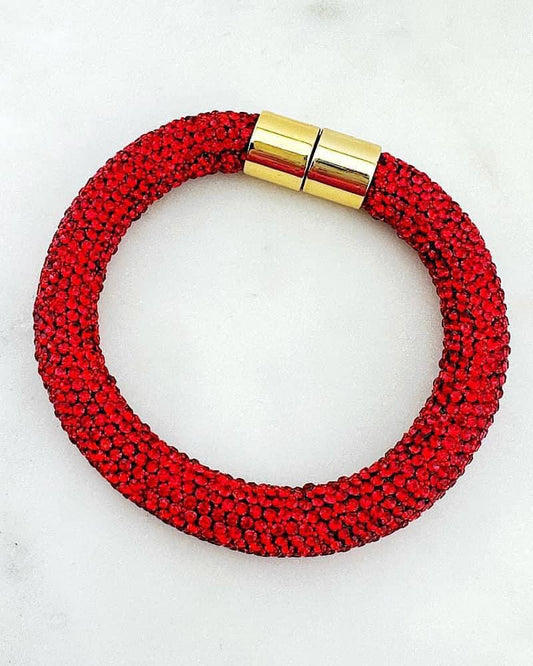Red Rhinestone Magnetic Bracelet