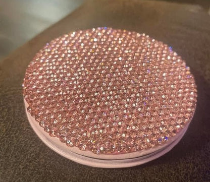 Pink Rhinestone Compact Mirror