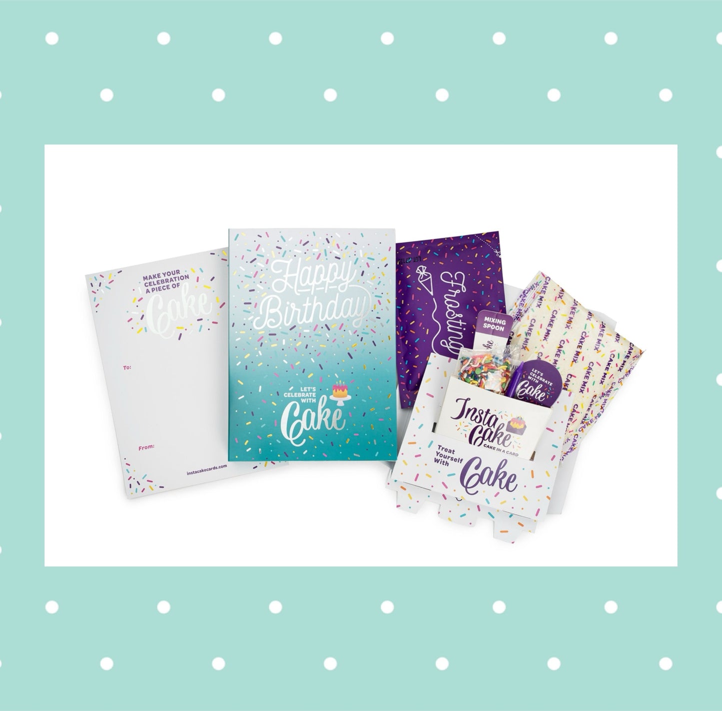 Teal Happy Birthday Instacake Card - Vanilla Confetti