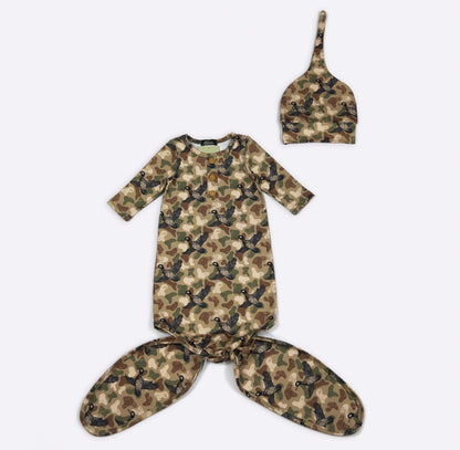 Clothing for Baby Boy - Camo Duck Knotted Gown
