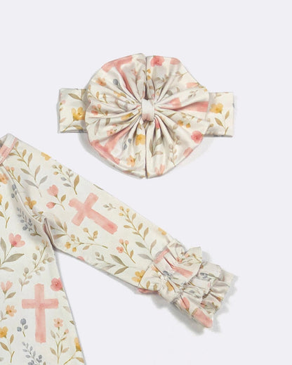Clothing for Baby Girl - Floral Cross Baby Gown