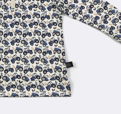 Clothing for Toddler Boy - Indigo Tractor Boy Quarter Zip Shirt