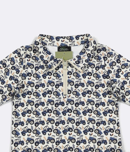 Clothing for Toddler Boy - Indigo Tractor Boy Quarter Zip Shirt