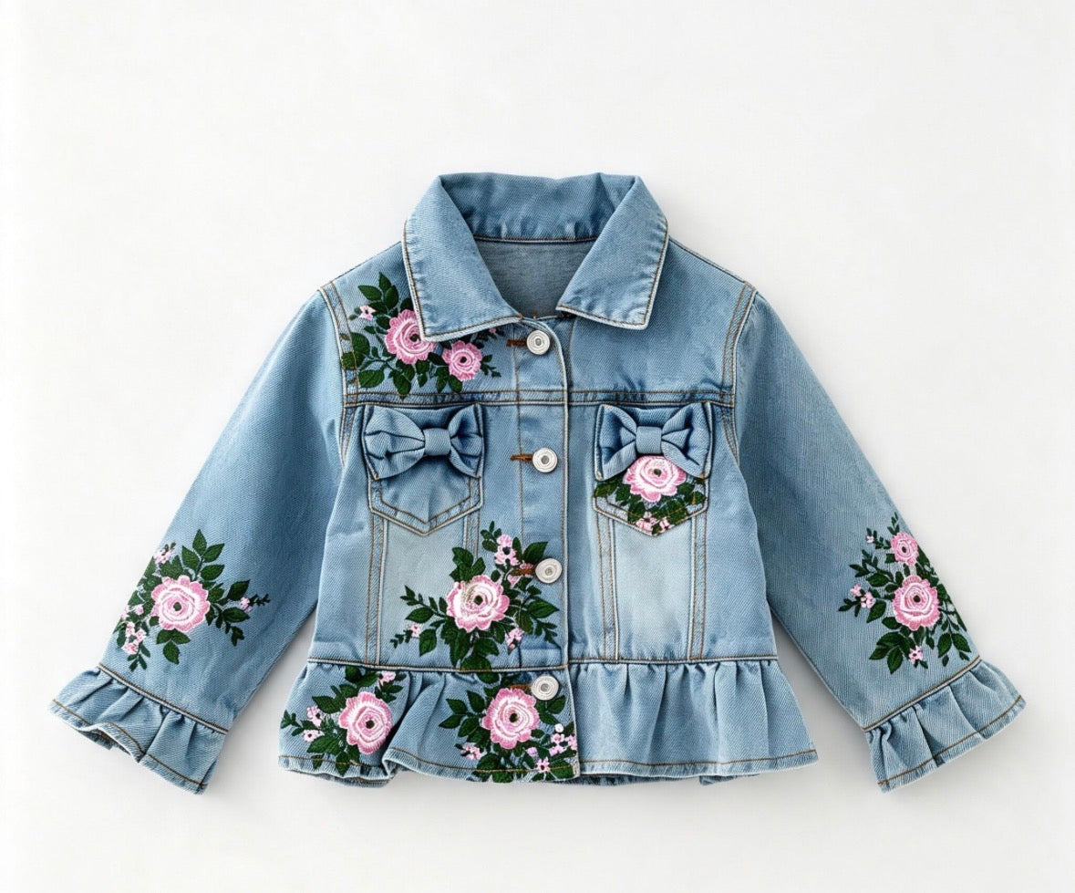Clothing for Toddler Girl - Painted Distressed Rosebud Jean Jackets