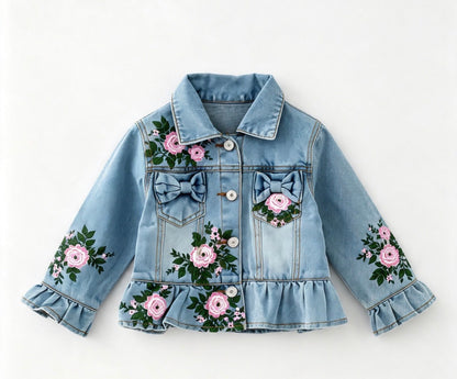 Clothing for Toddler Girl - Painted Distressed Rosebud Jean Jackets