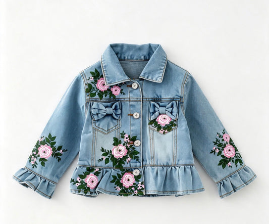 Clothing for Toddler Girl - Painted Distressed Rosebud Jean Jackets