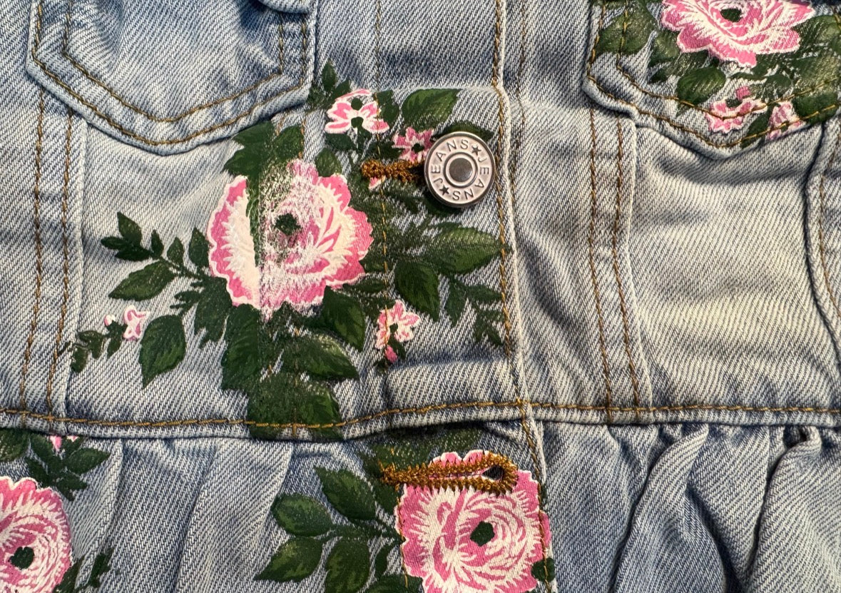 Clothing for Toddler Girl - Painted Distressed Rosebud Jean Jackets