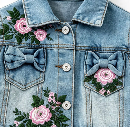 Clothing for Toddler Girl - Painted Distressed Rosebud Jean Jackets